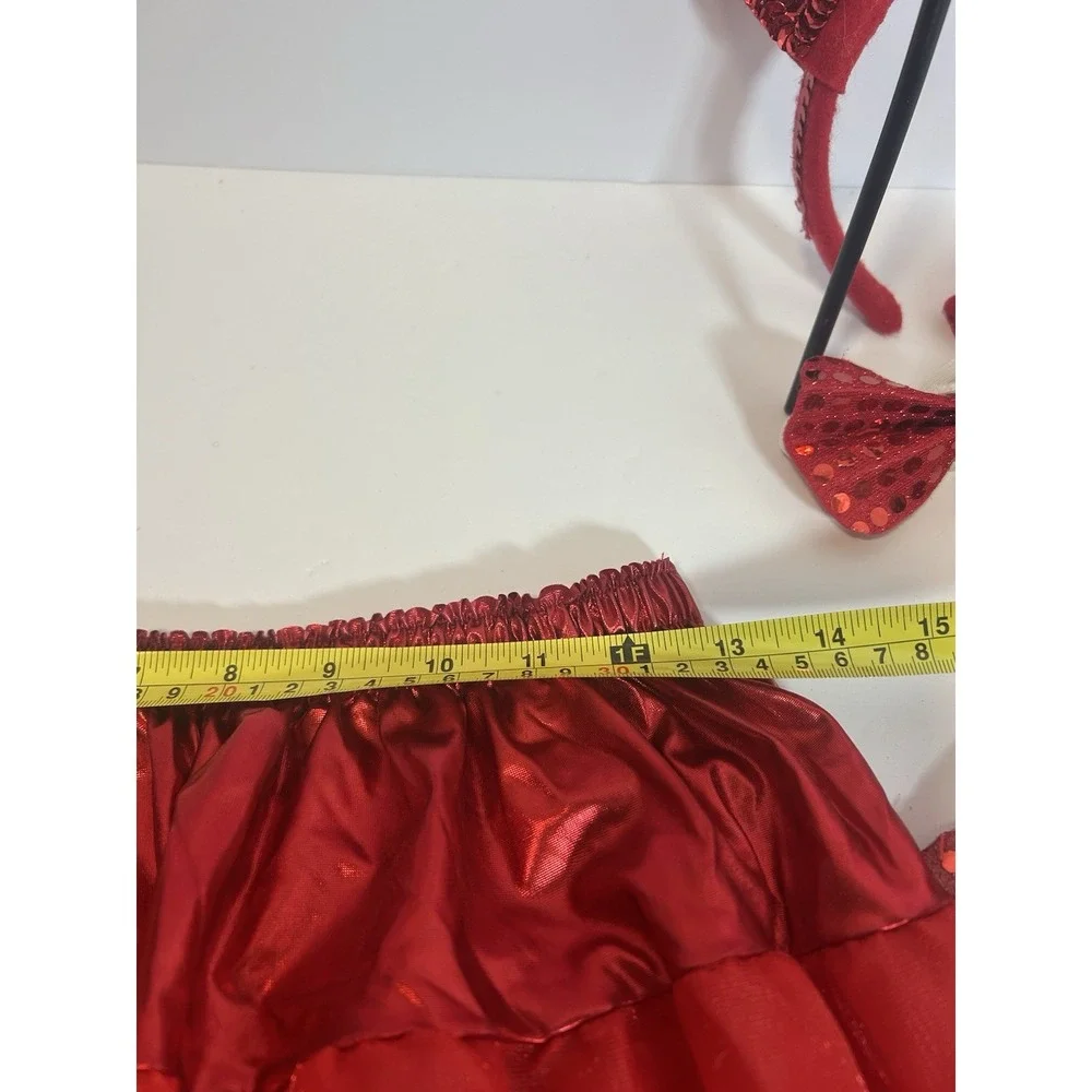 Women's Devil Costume Set S/M Tutu,  Horns, Bow‎ Tie,Tail & Mini Pitchfork 5 Pc